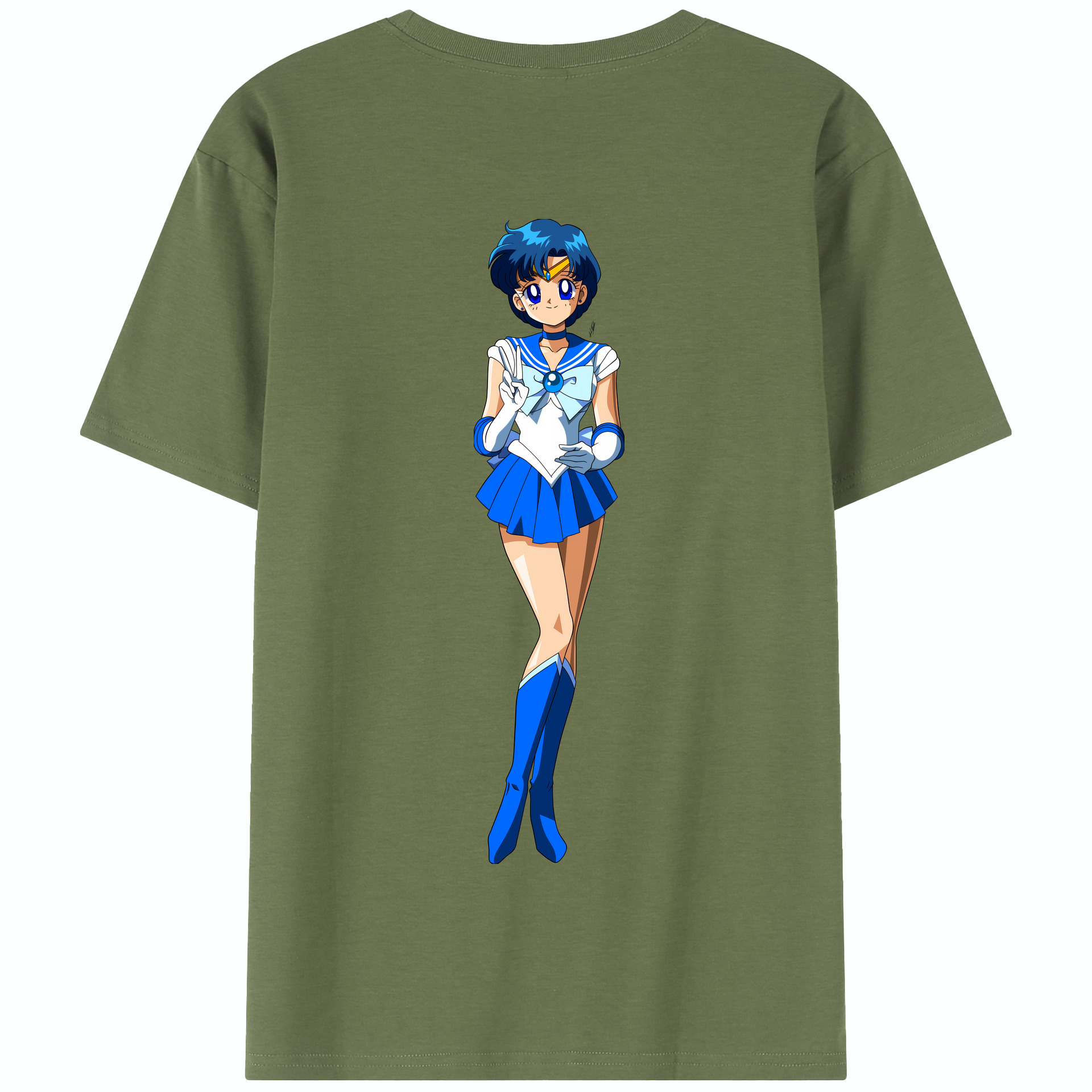 （画像用） 美少女戦士セーラームーン 水野 亜美 みずの あみ Sailor Moon Mizuno Ami 綿100％半袖Tシャツ（背面プリント）